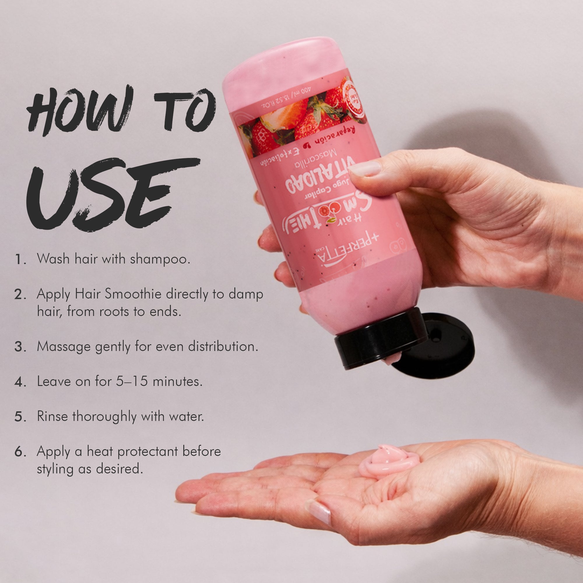 Hair Smoothies Mask - Deep Conditioning Treatment for Dry, Damaged Hair | Hydrates, Repairs & Gently Exfoliates with Natural Oils & Vitamins (Vitality)