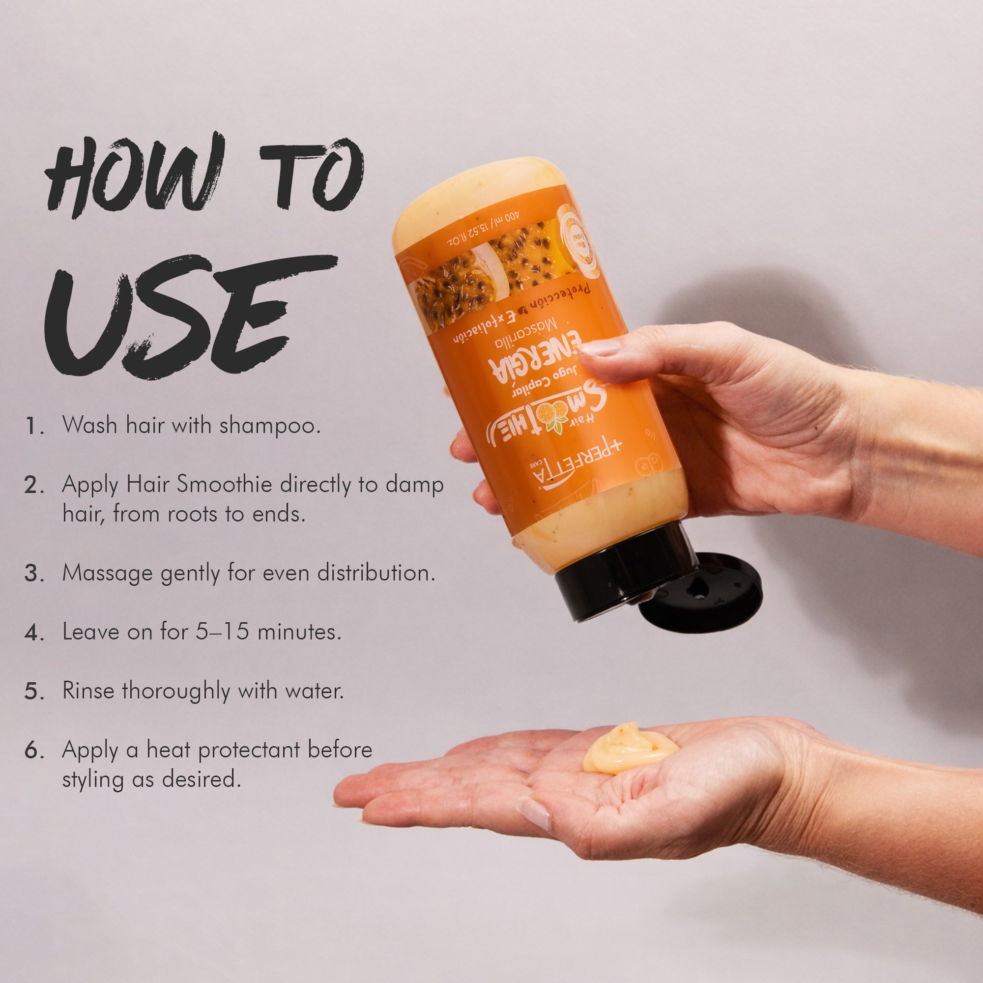 Hair Smoothies Mask - Deep Conditioning Treatment for Dry, Damaged Hair | Hydrates, Repairs & Gently Exfoliates with Natural Oils & Vitamins (Energy)