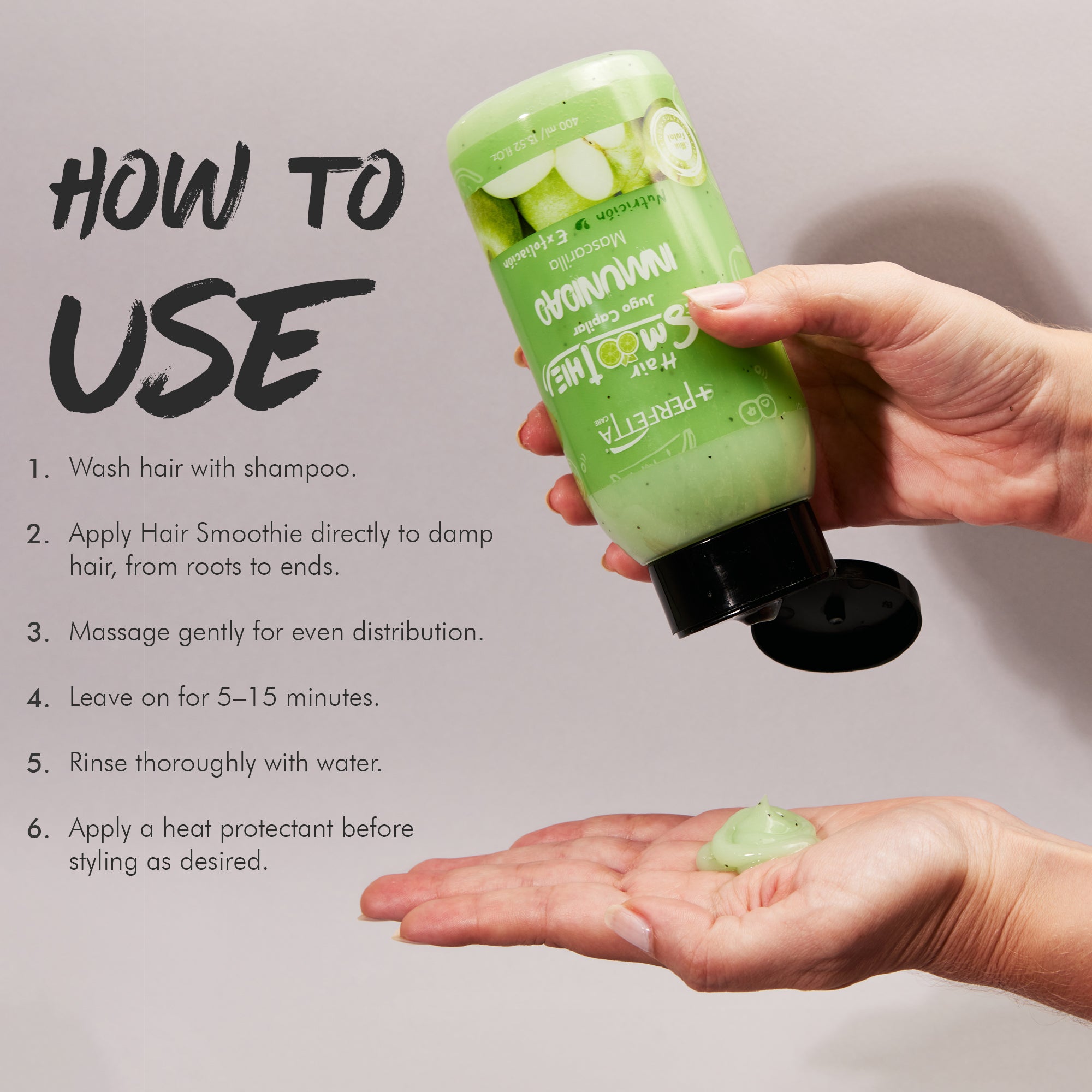 Hair Smoothies Mask - Deep Conditioning Treatment for Dry, Damaged Hair | Hydrates, Repairs & Gently Exfoliates with Natural Oils & Vitamins (Immunity)